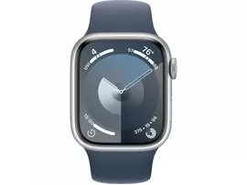 Apple Watch Series 9 45mm Silver Aluminium Case With Storm Blue Sports Band